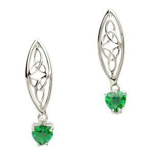 Celtic Trinity Stone Set Silver Earrings