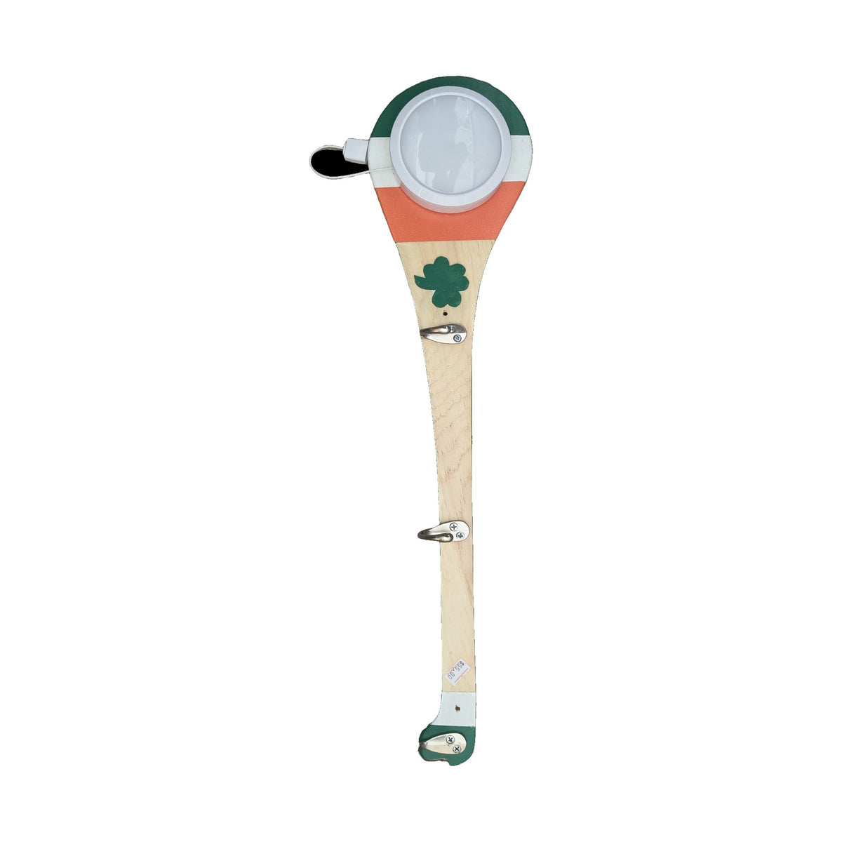 Tricolour hurley-shaped wall hook hanger with push light