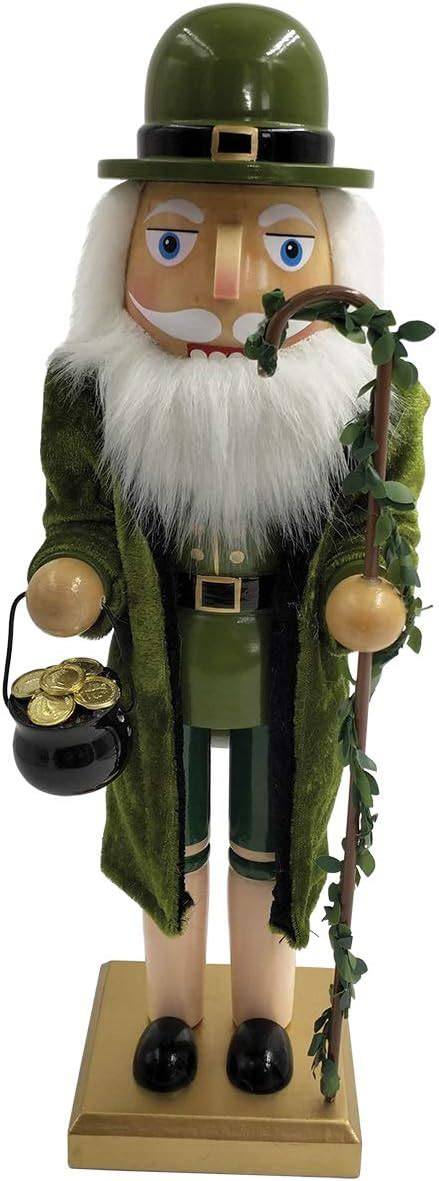 14-inch leprechaun soldier figurine holding a shillelagh