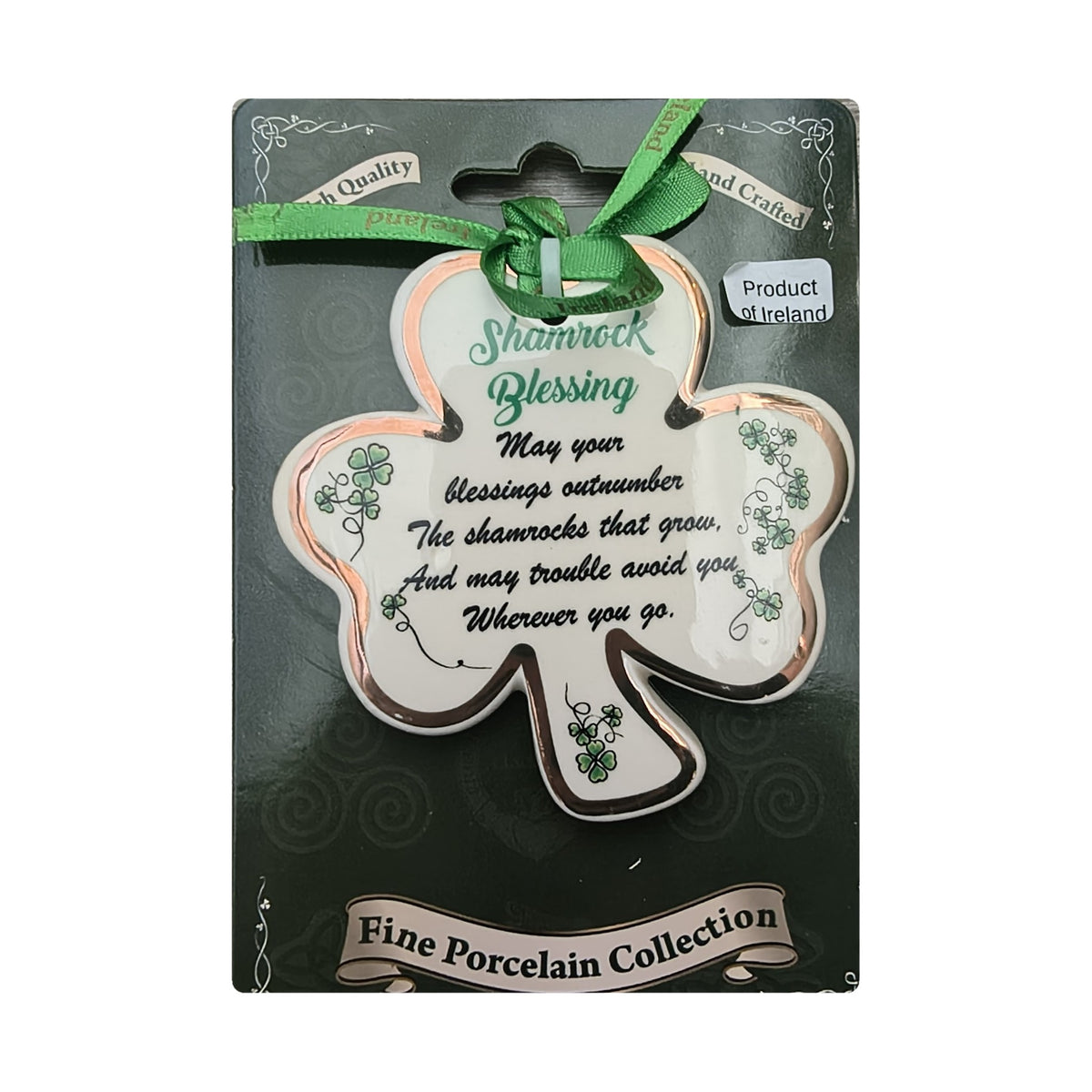 Shamrock Blessing porcelain hanging ornament