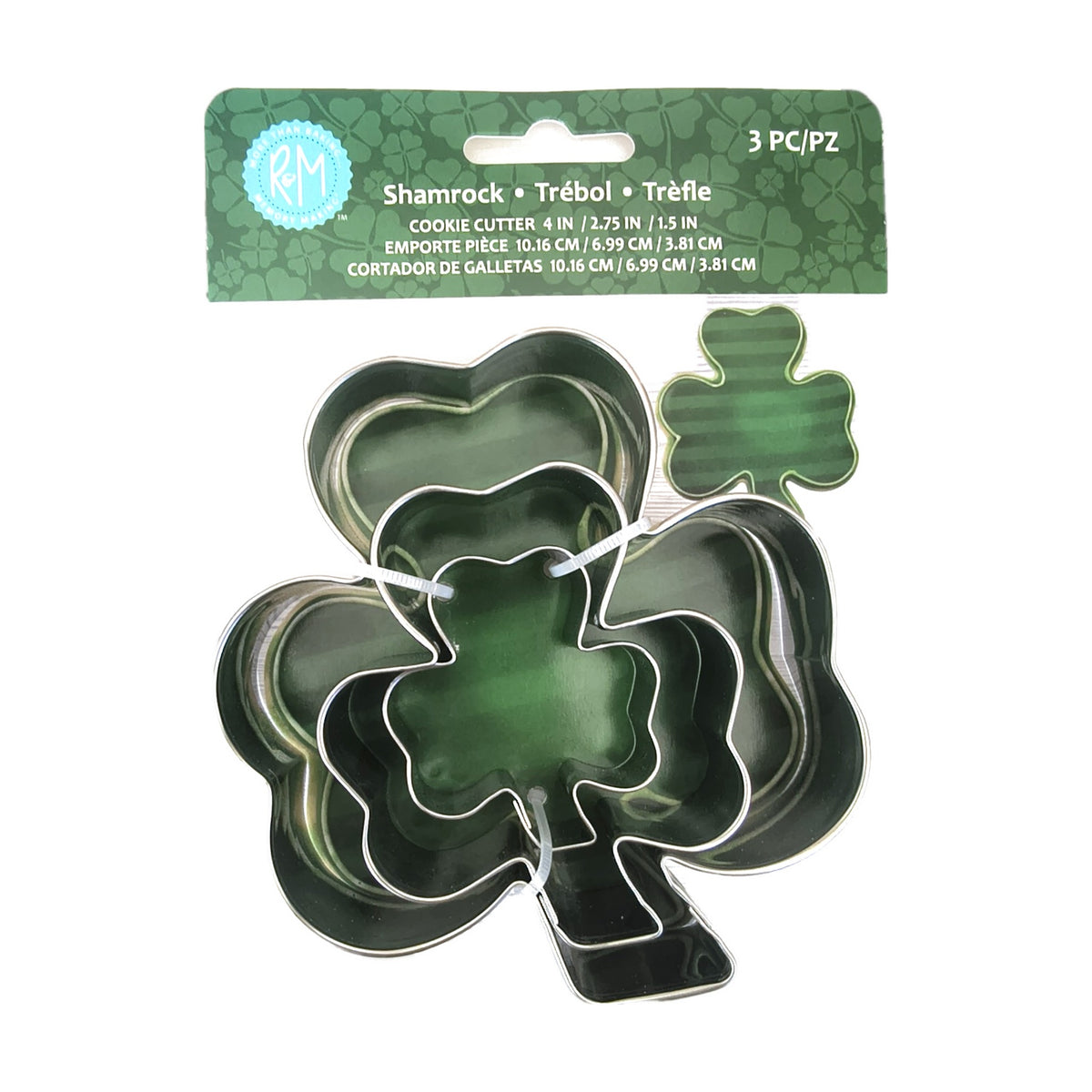 Shamrock cookie cutter set, 3 piece