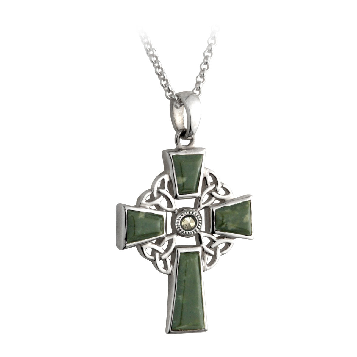 Solvar Celtic Cross Green Stone