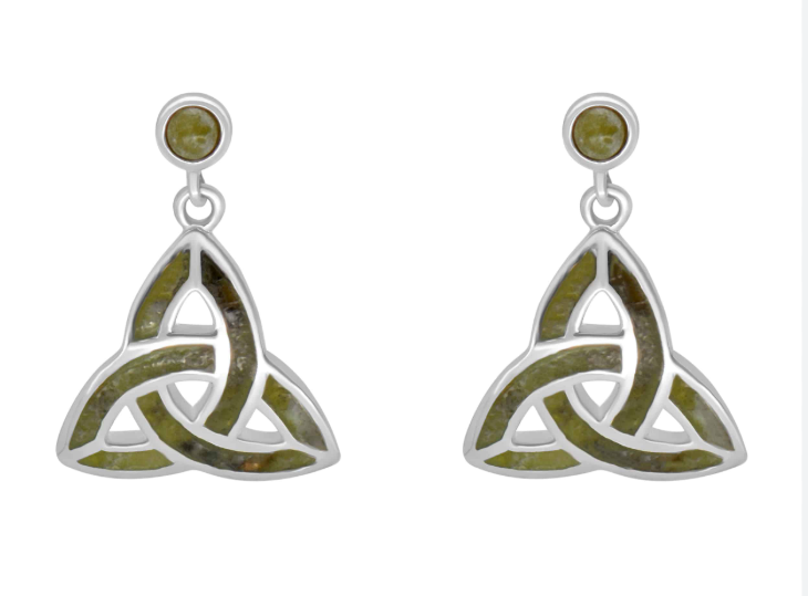 Solvar Connemara Marble Trinity Knot Earrings