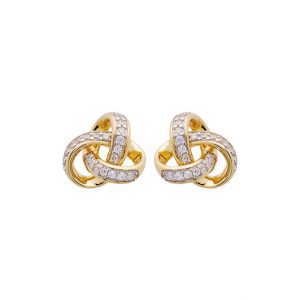 14KT Gold Vermeil Stud Celtic Knot Earrings With White CZ