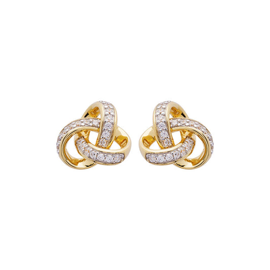 Shanore 14KT Gold Vermeil Stud Celtic Knot Earrings With White CZ