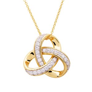 14KT Gold Vermeil Trinity Knot Necklace Studded With CZ Style 2