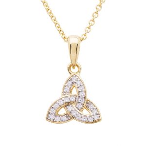 14KT Gold Vermeil Trinity Knot Necklace Studded With CZ Style 1