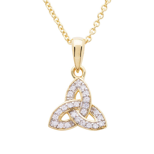 Shanore 14KT Gold Vermeil Trinity Knot Necklace Studded With CZ (Style 1)