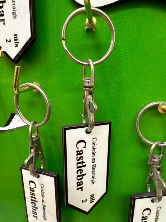 Irish Road Sign Wood Keyrings