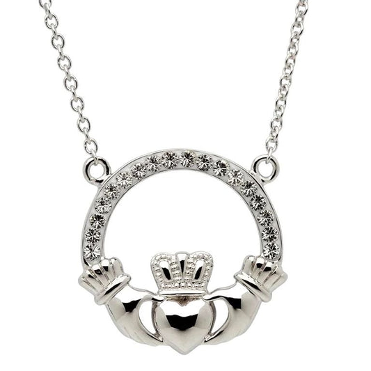 Shanore Claddagh Necklace Encrusted With Crystals