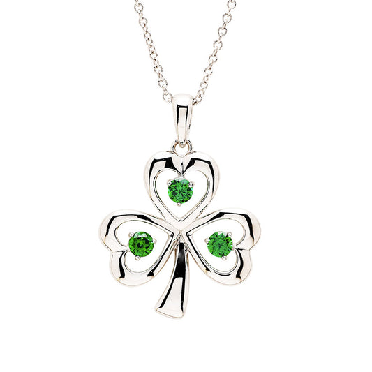 Shanore Sterling Silver With Emerald CZ Shamrock Necklace