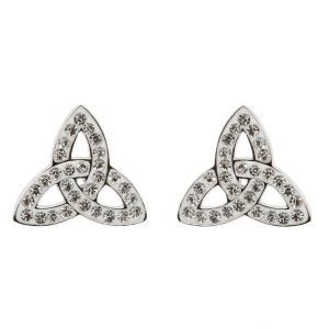 Trinity Knot Stud Earrings With Crystals