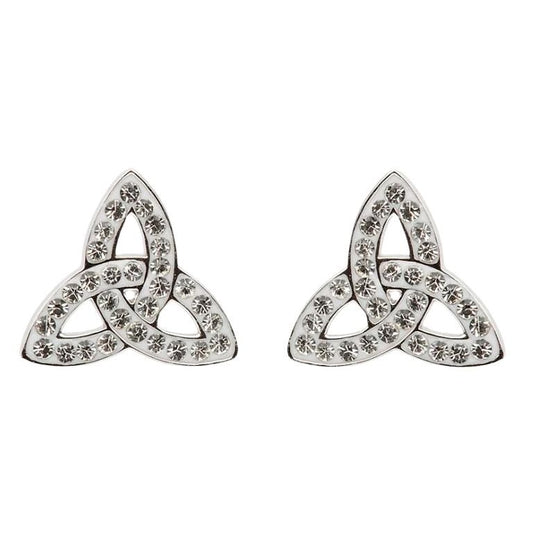 Shanore Trinity Knot Stud Earrings With Crystals