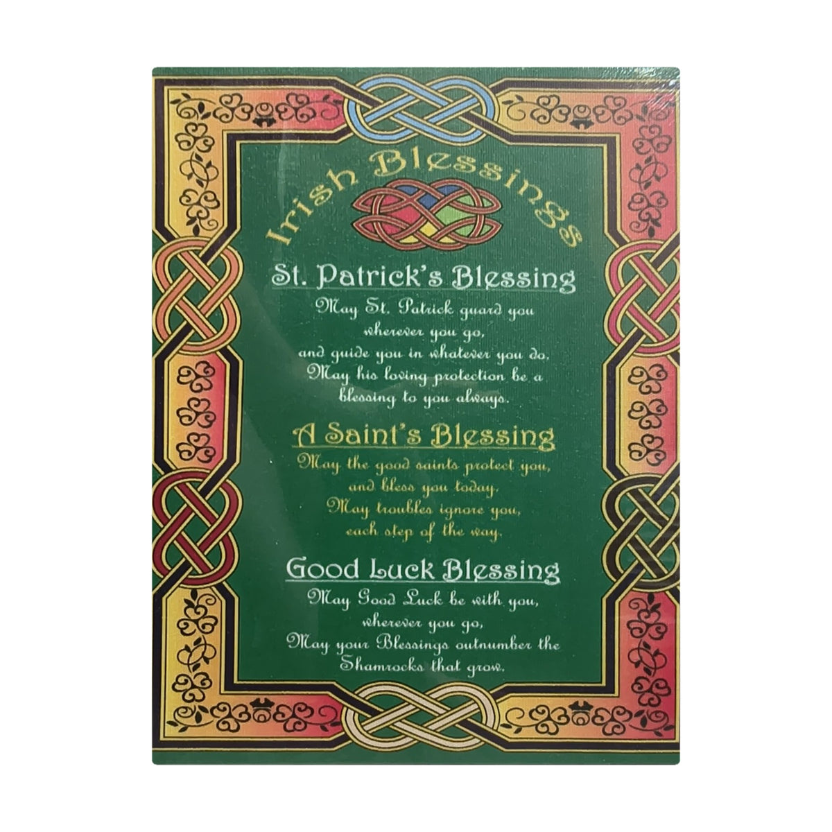 Irish Blessings canvas plaque with Celtic knot border