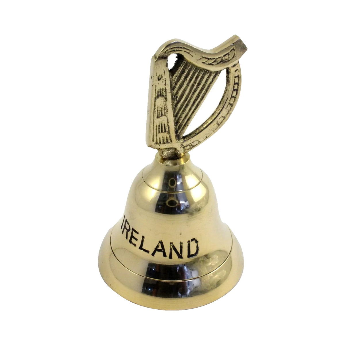 Brass harp bell with IRELAND lettering