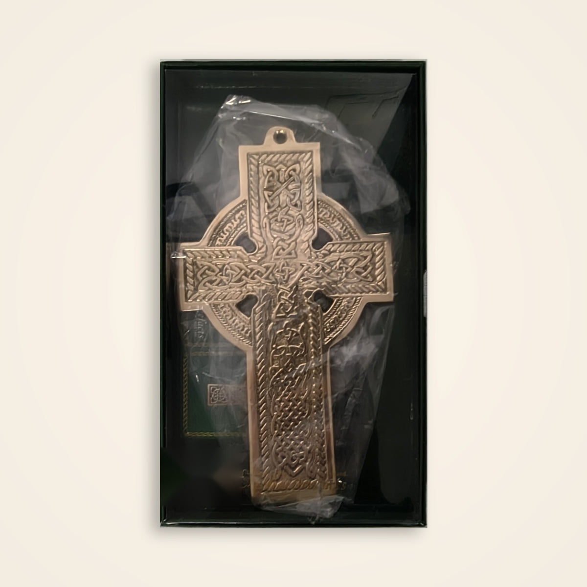 Brass Cathedral Cross – Medium (boxed, upright)