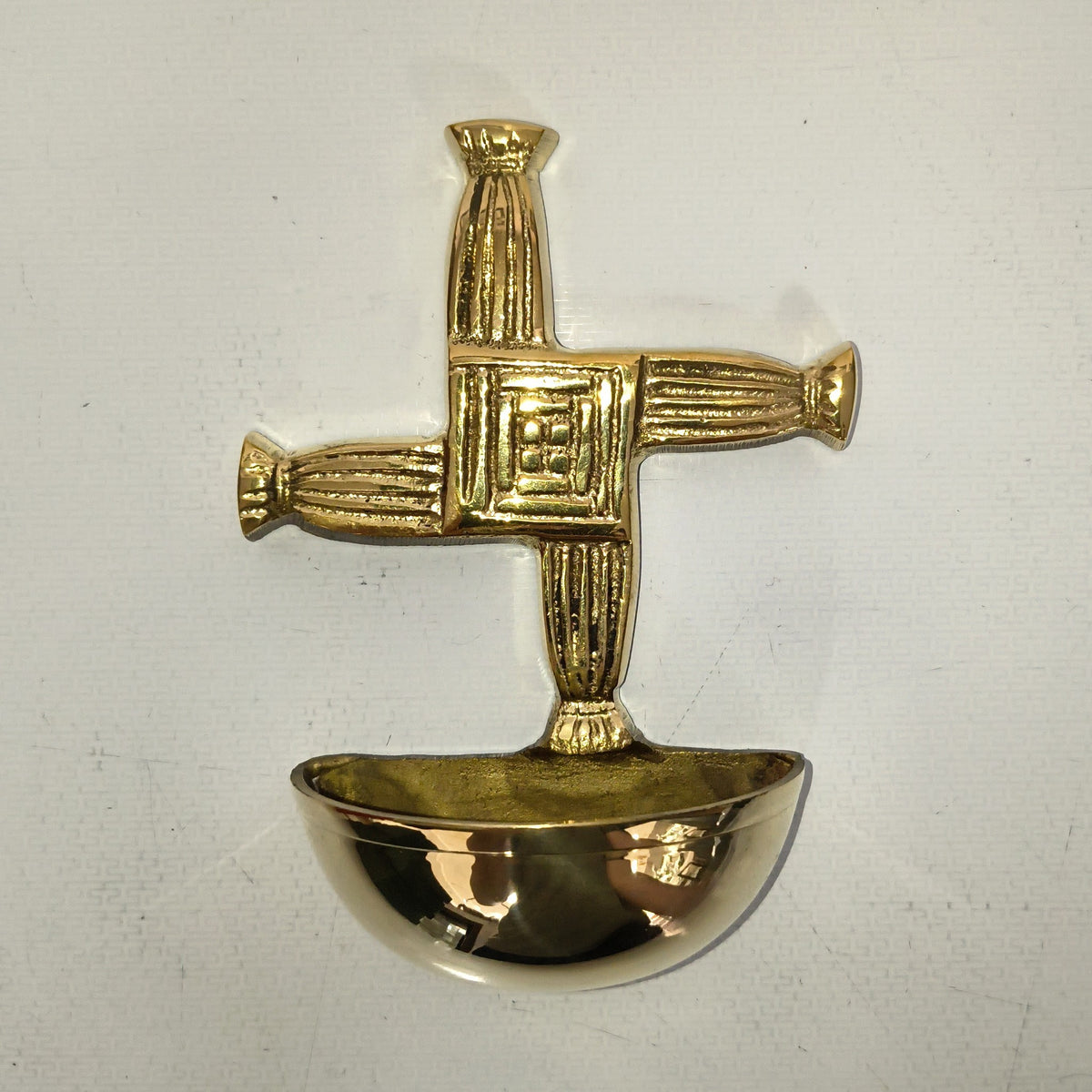 Brass Holy Water Font St. Brigid's Cross Small