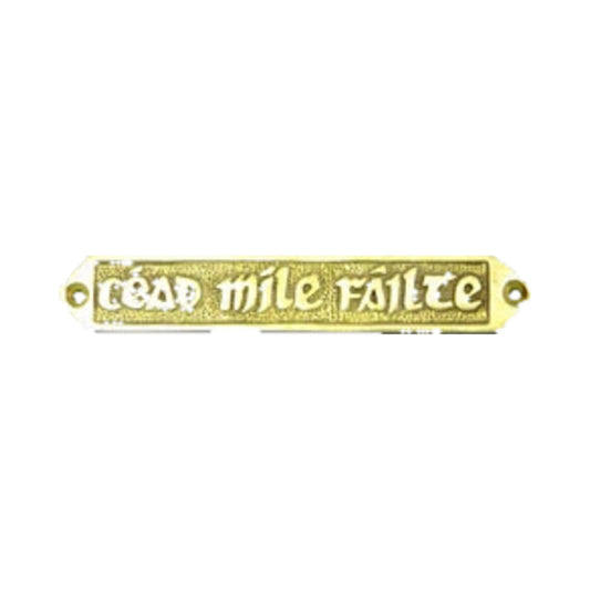 Small brass Céad Míle Fáilte plaque