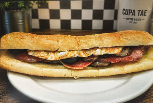 12-inch Irish breakfast roll with eggs from the Cupán Tae café