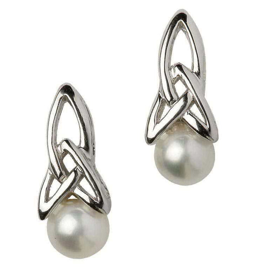 Shanore Celtic Silver Pearl Earrings