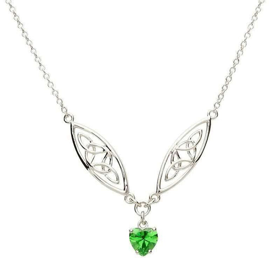 Shanore Celtic Silver Stone Set Trinity Necklace