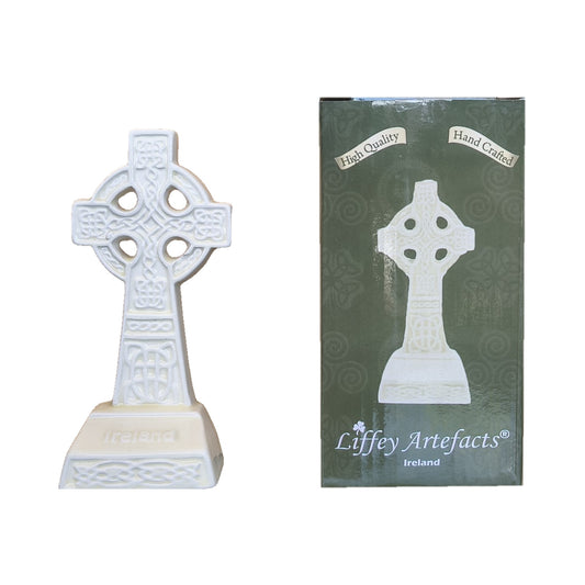 Ceramic Celtic Cross (Free Standing) with its Liffey Artefacts box
