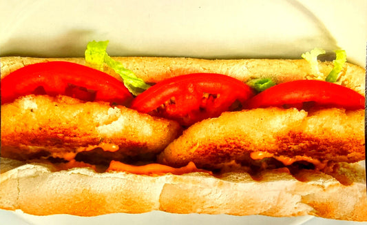 Chicken filet roll with tomato and lettuce