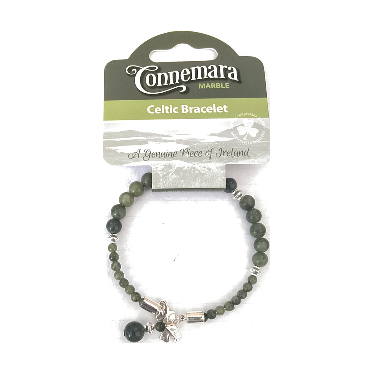 Connemara marble fine bead bracelet – Dragonfly charm