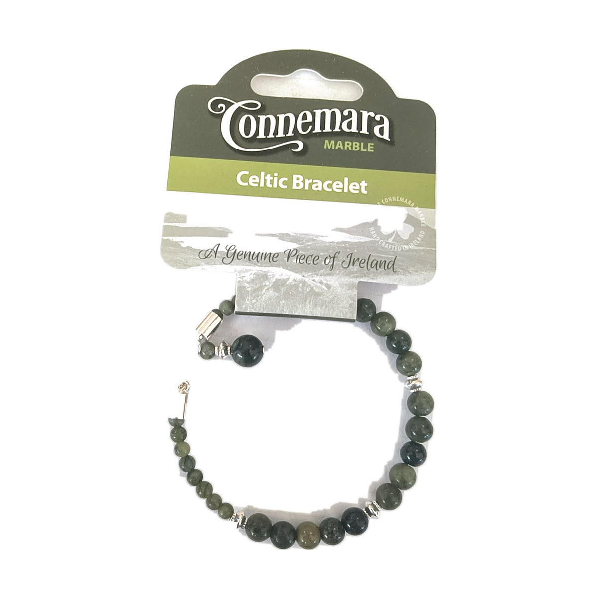 Connemara marble fine bead bracelet – Heart charm