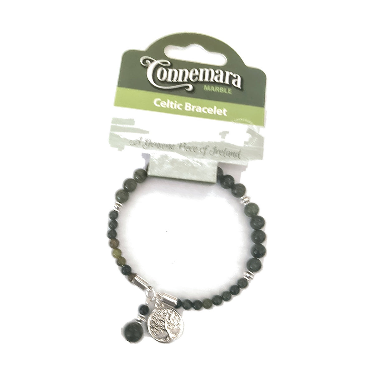 Connemara marble fine bead bracelet – Tree of Life charm