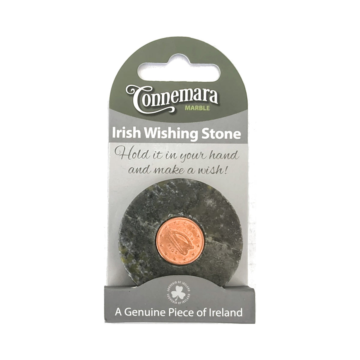 Connemara marble Irish Wishing Stone with Irish penny