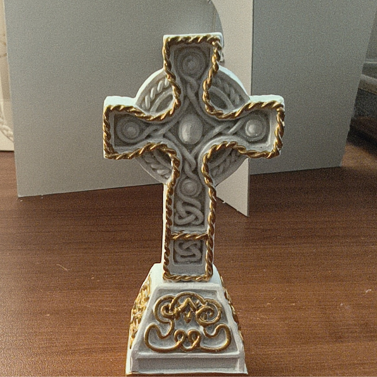 Free Standing Gold Cross Polyresin