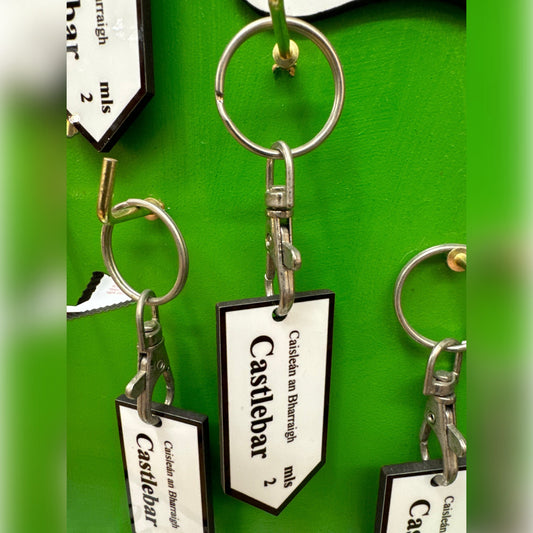 Irish Road Sign Wood Keyrings