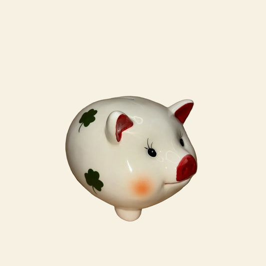 Ceramic Shamrock Pig Figurine/Bank