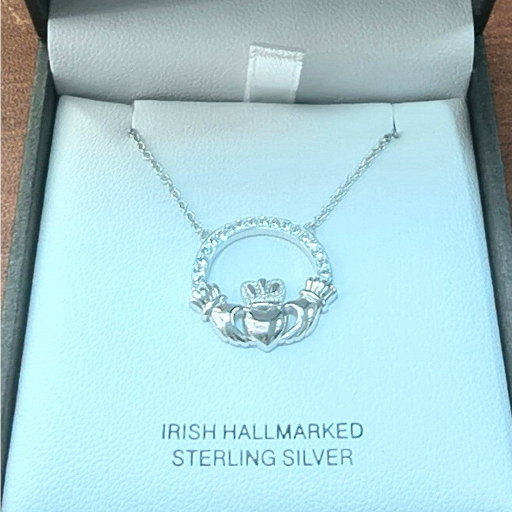 Shanore Claddagh Necklace Encrusted With Crystals