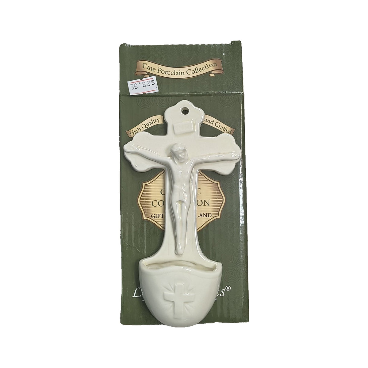Holy Water Font – porcelain crucifix font in gift box