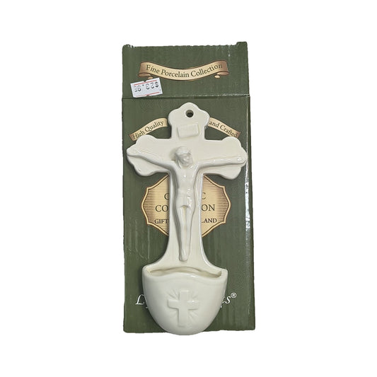Holy Water Font – porcelain crucifix font in gift box