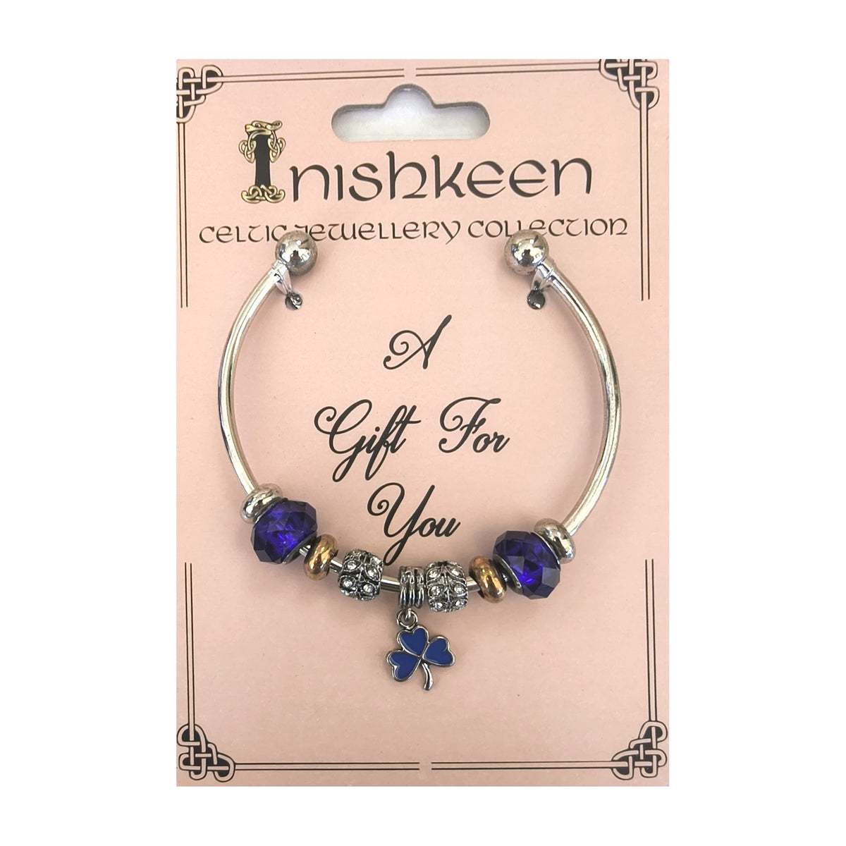 Inishkeen bangle – blue shamrock charm, second view