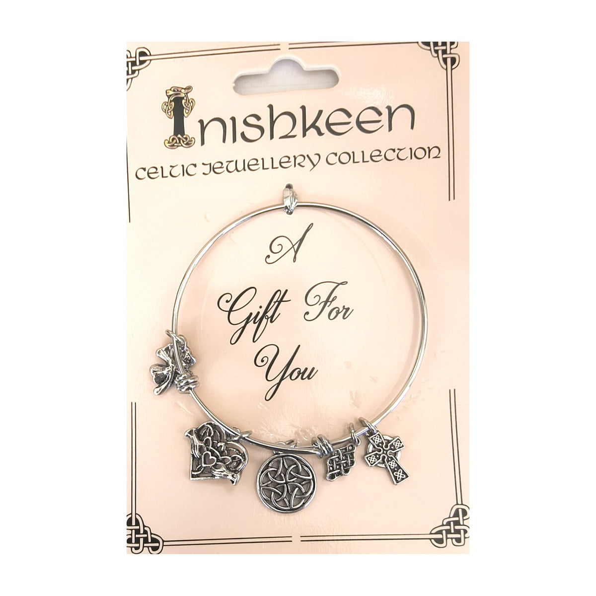 Inishkeen silver Celtic charms bangle