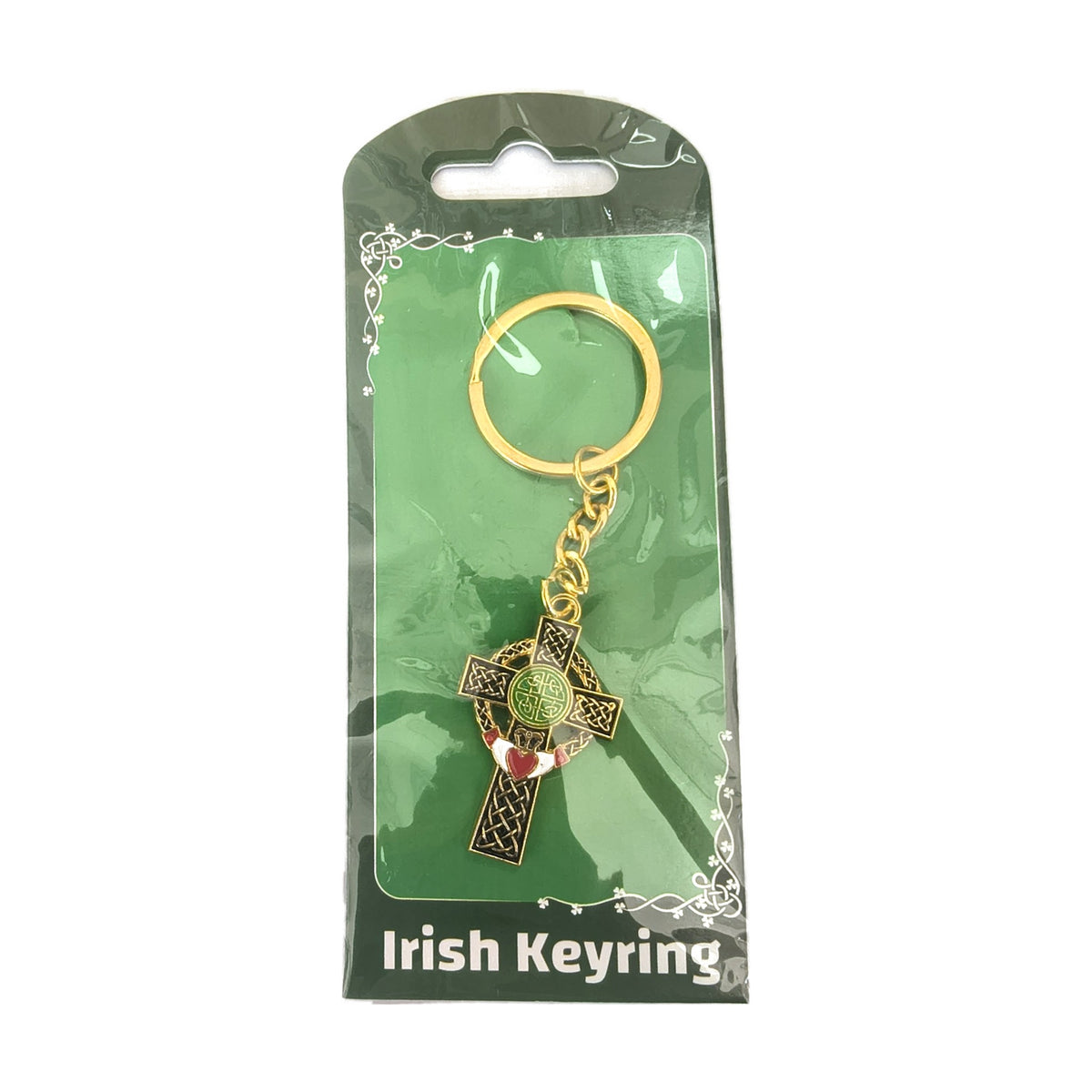 Celtic cross enamel keyring
