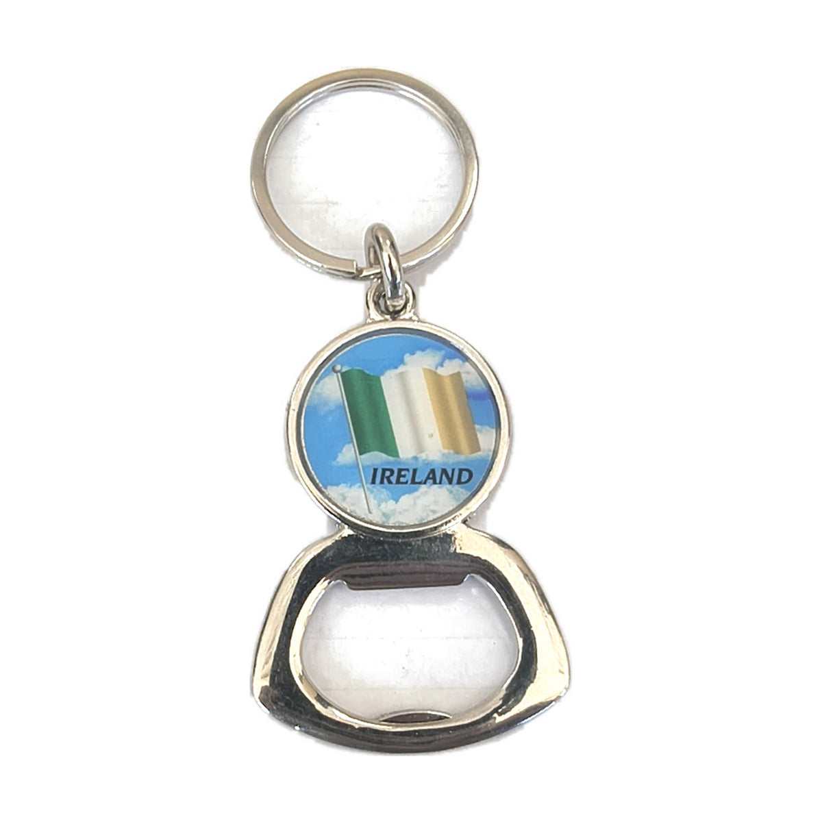 Irish flag bottle opener keychain