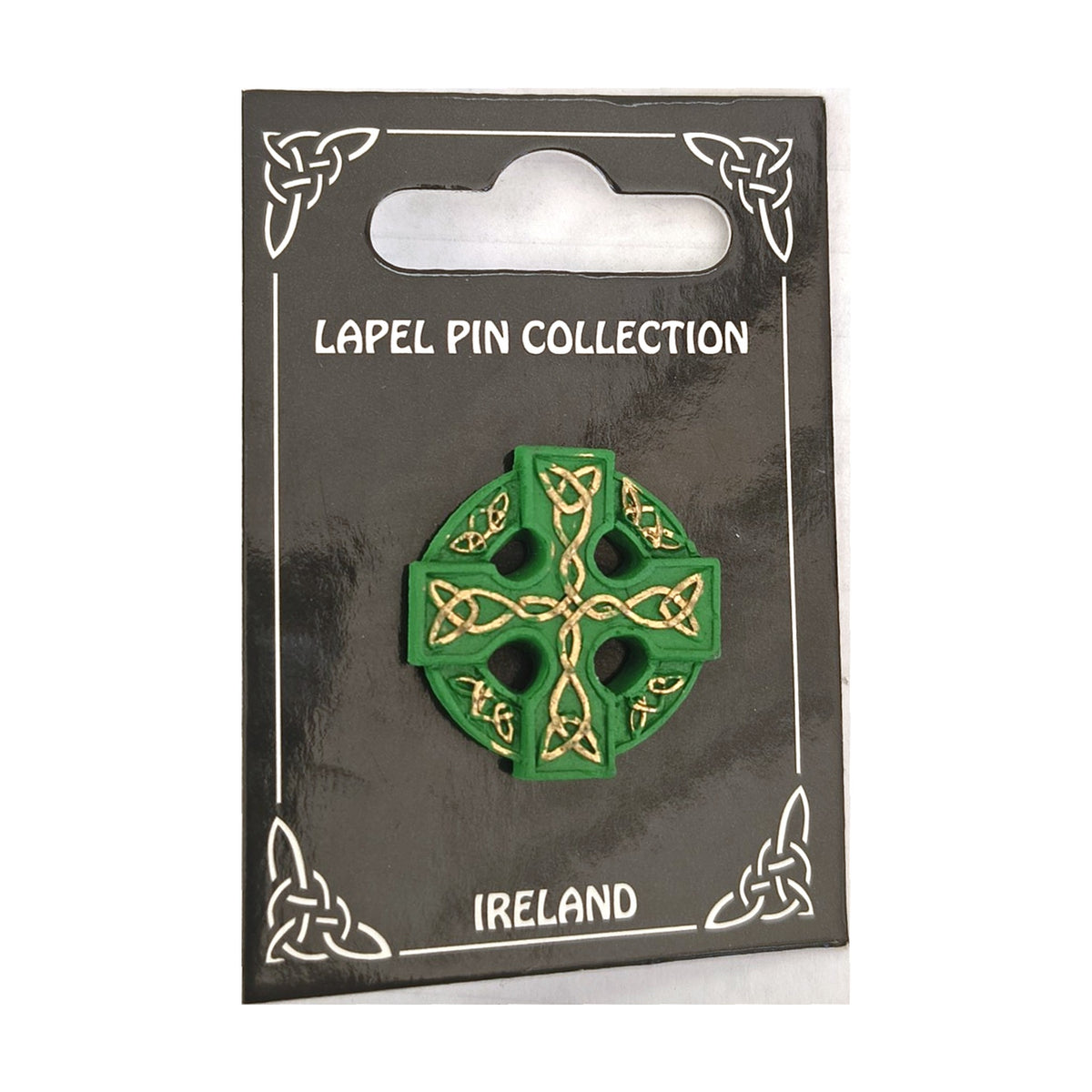 Green Celtic Cross lapel pin