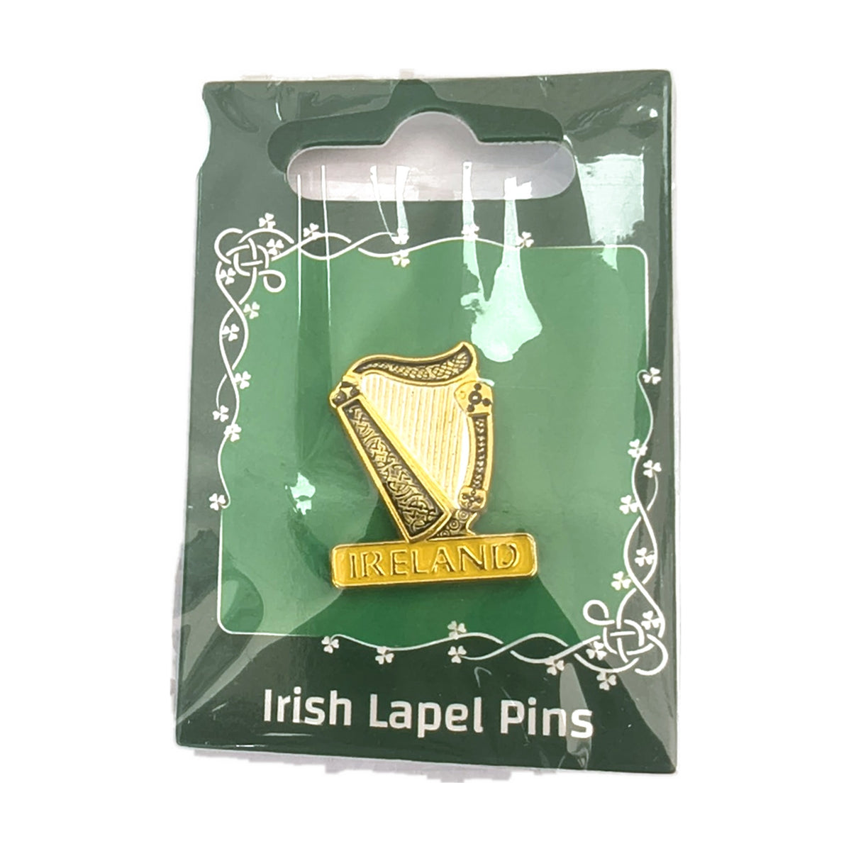 Gold harp Ireland lapel pin