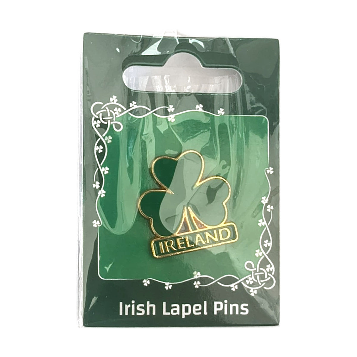 Green shamrock Ireland lapel pin