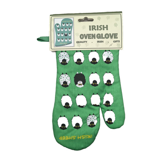 Irish Sheep green oven glove