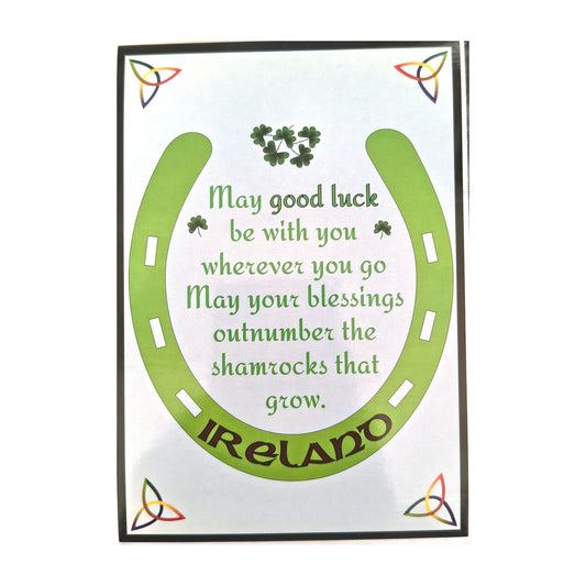 May good luck be with you – horseshoe Ireland postcard