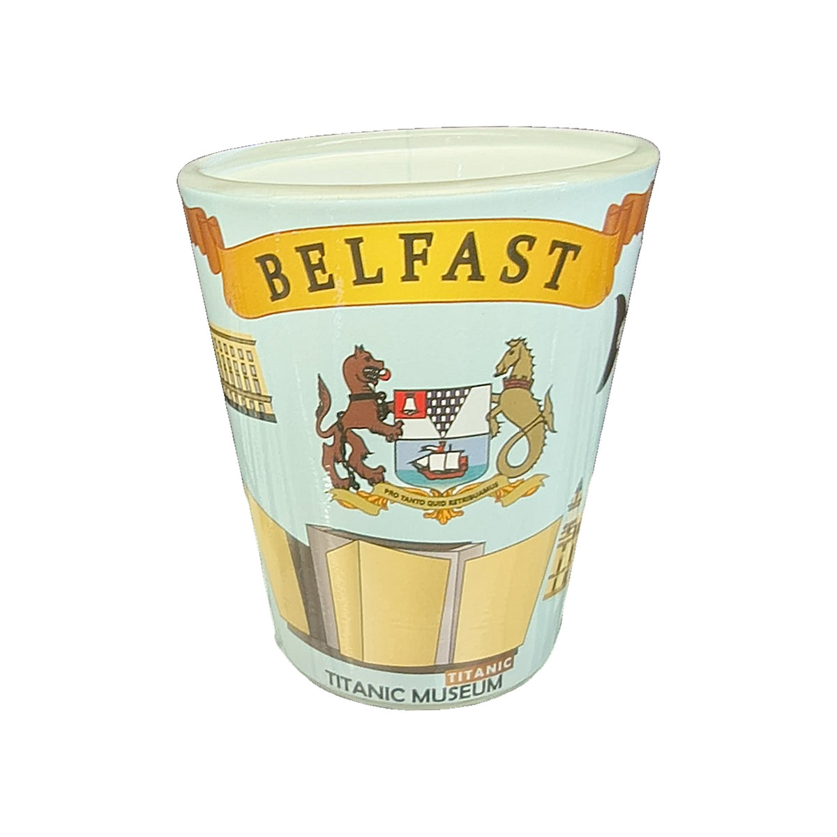 Irish shot glass – Belfast, close-up