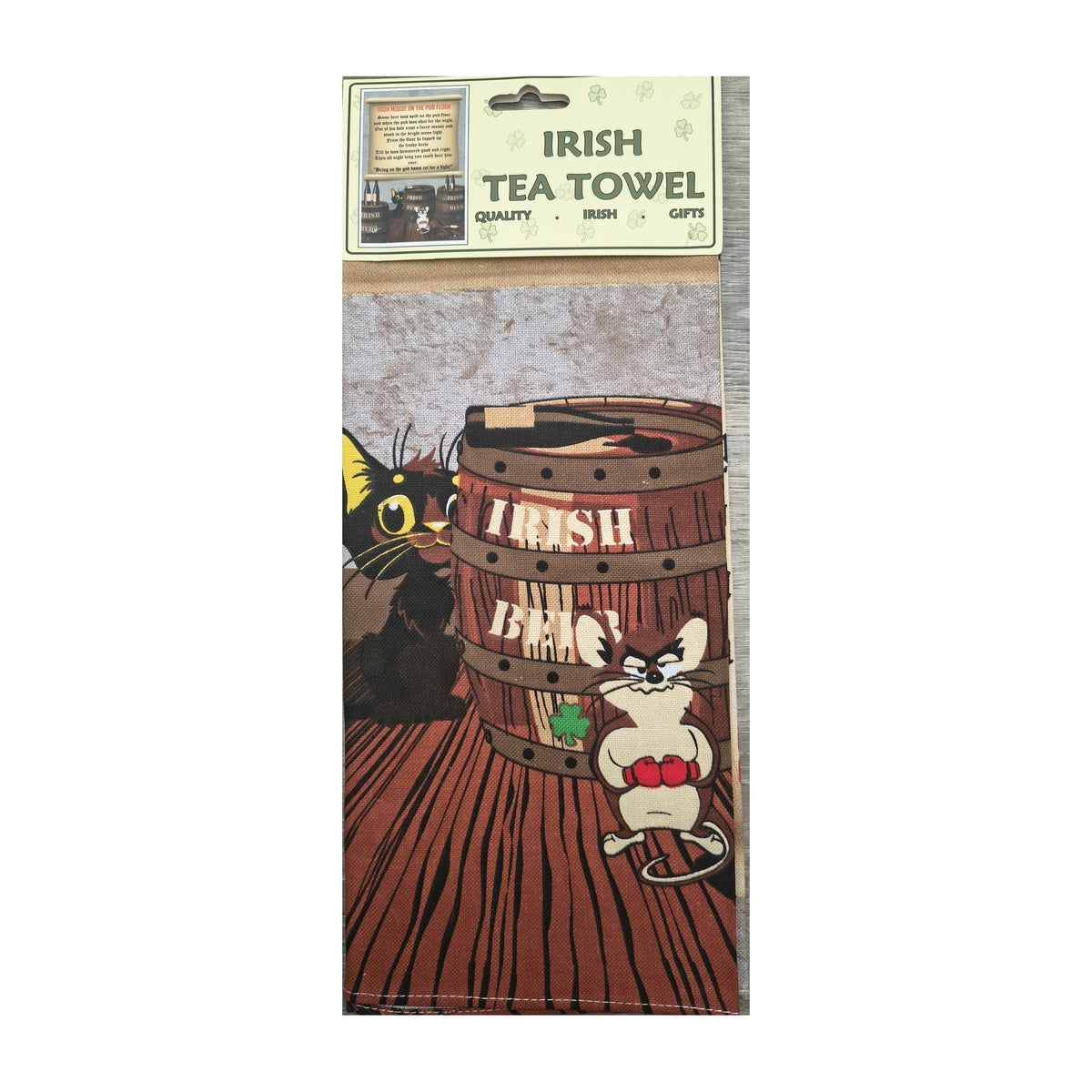 Irish Bar mouse and barrel tea towel