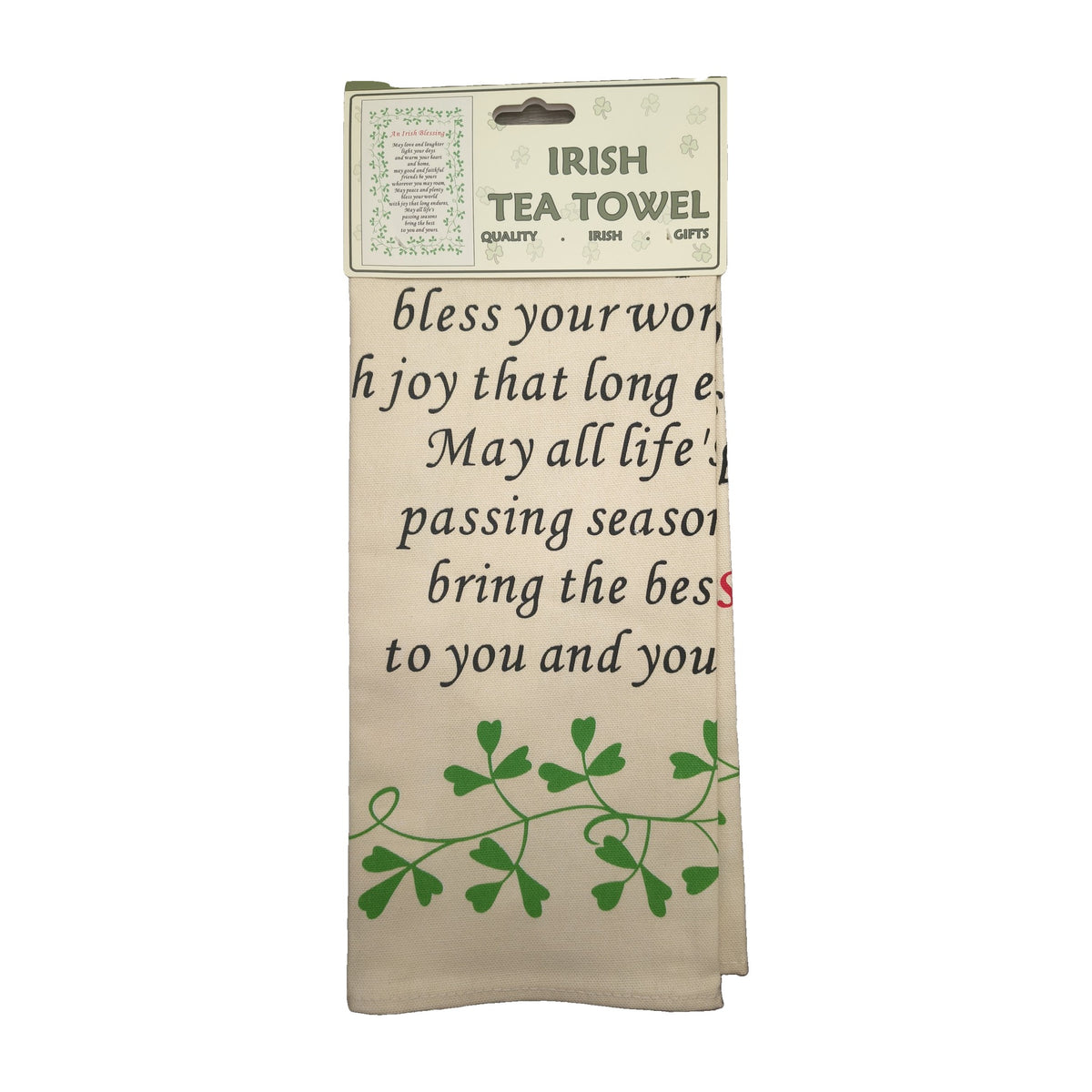 Shamrock blessing Irish tea towel