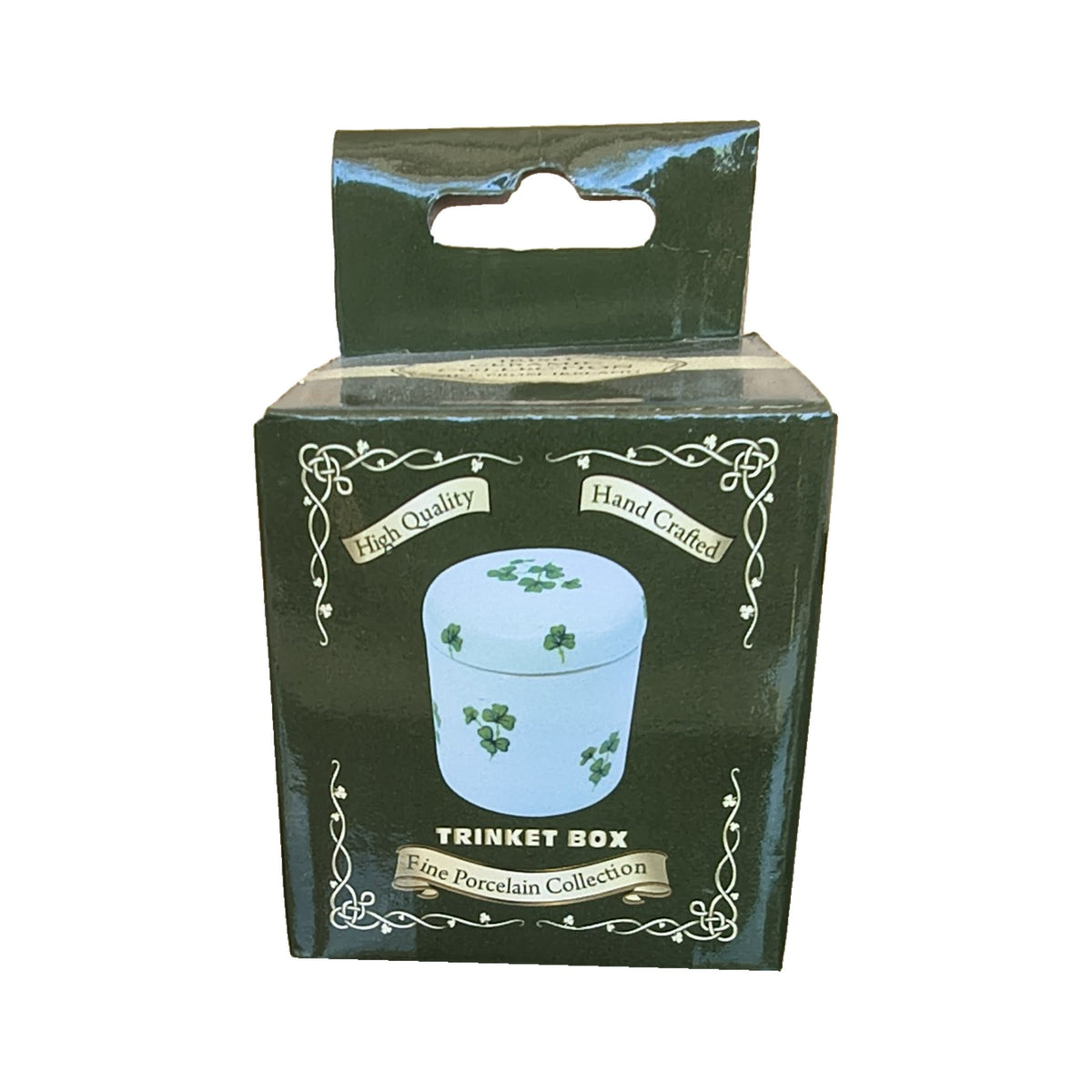 Irish porcelain shamrock trinket box, boxed